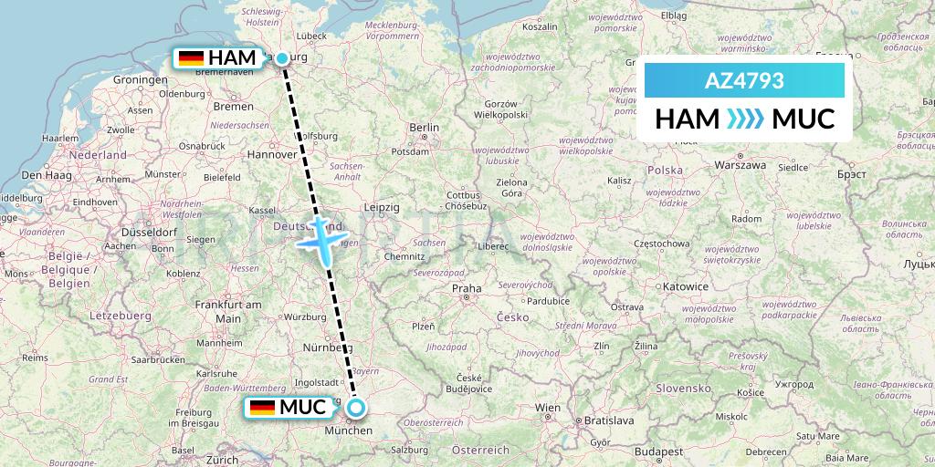 AZ4793 ITA Airways Flight Map: Hamburg to Munich