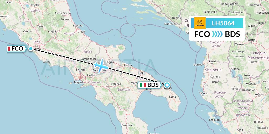 LH5064 Lufthansa Flight Map: Rome to Brindisi