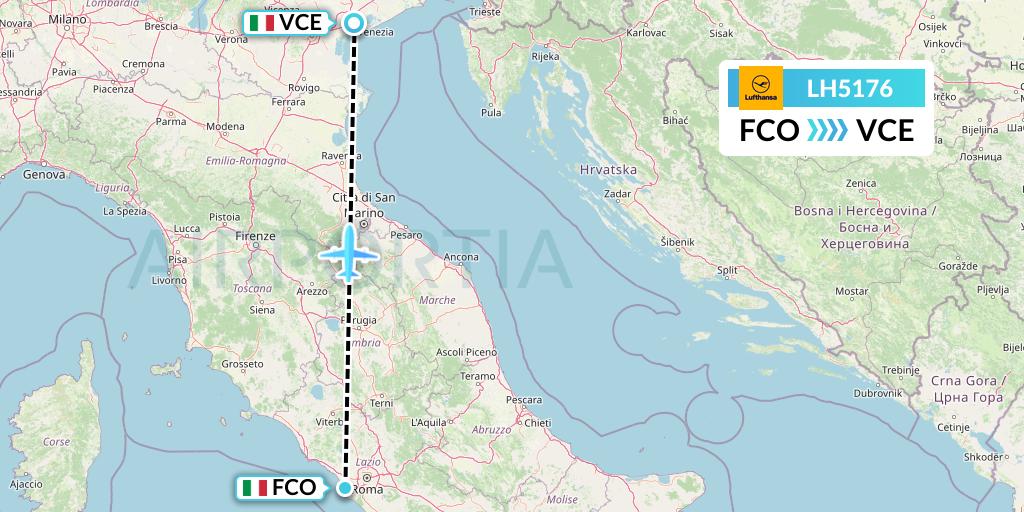 LH5176 Lufthansa Flight Map: Rome to Venice