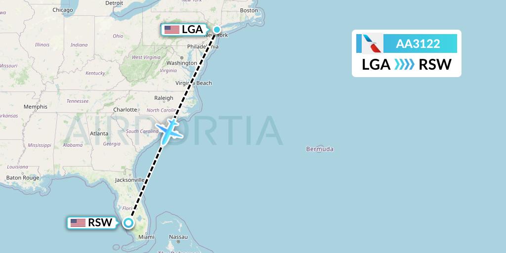 AA3122 American Airlines Flight Map: New York to Fort Myers