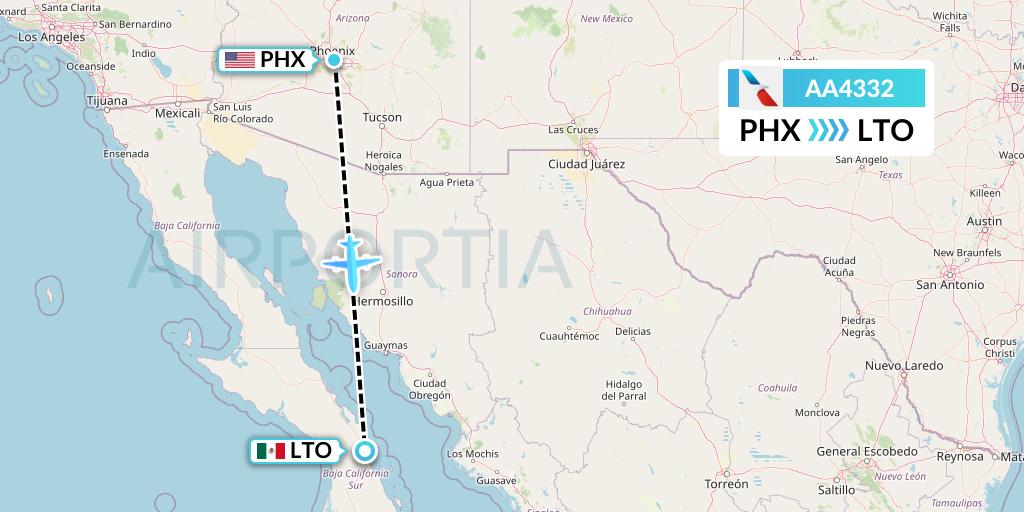 AA4332 American Airlines Flight Map: Phoenix to Loreto