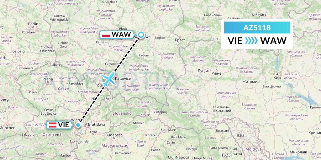 AZ5118 ITA Airways Flight Map: Vienna to Warsaw