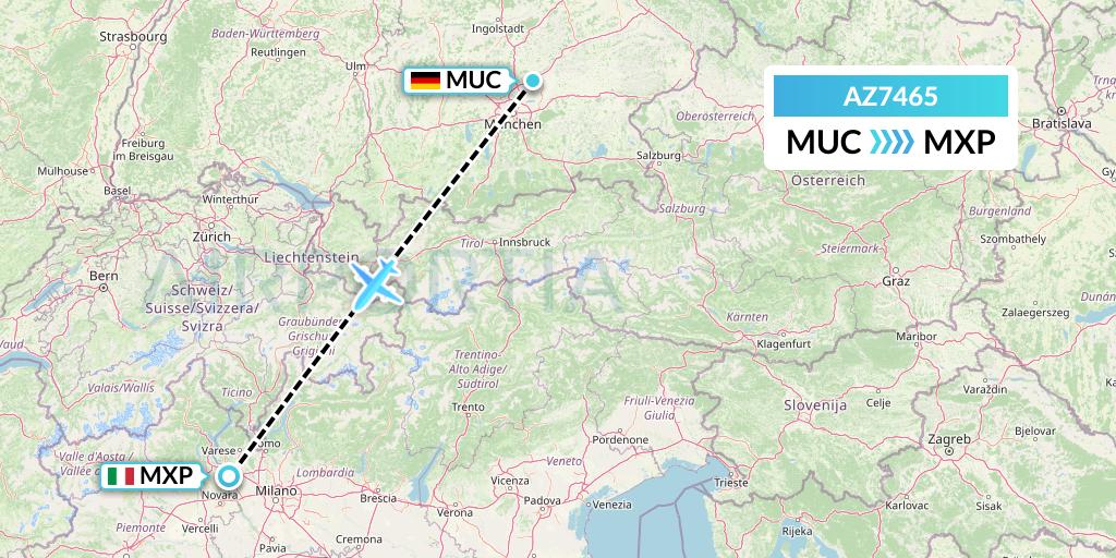 AZ7465 ITA Airways Flight Map: Munich to Milan