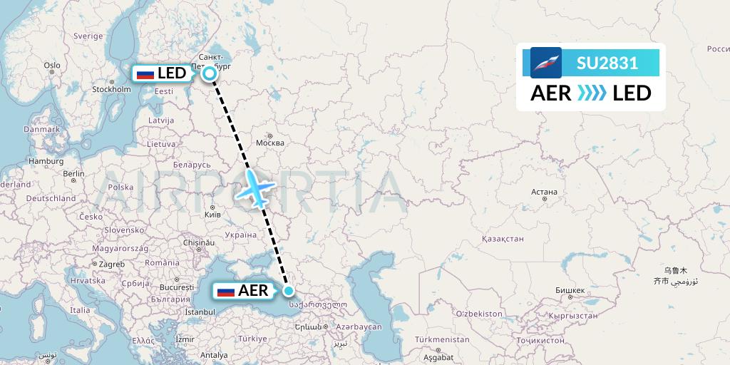 SU2831 Aeroflot Flight Map: Sochi to St. Petersburg