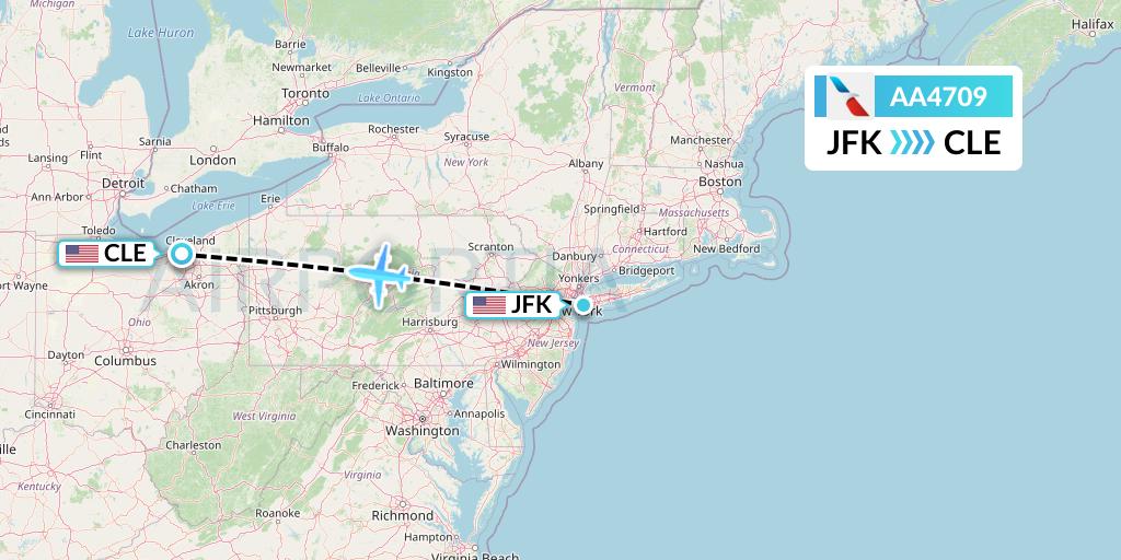 AA4709 American Airlines Flight Map: New York to Cleveland