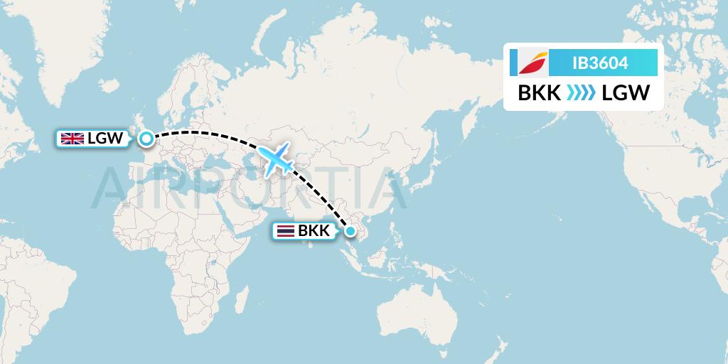 IB3604 Iberia Flight Map: Bangkok to London