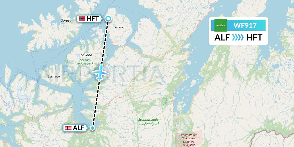 WF917 Wideroe Flight Map: Alta to Hammerfest