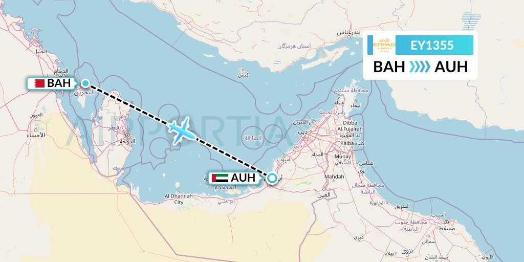 EY1355 Etihad Airways Flight Map: Bahrain to Abu Dhabi