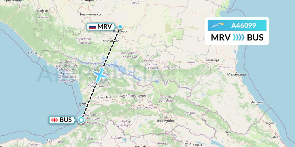 A46099 Azimuth Airlines Flight Map: Mineralnye Vody to Batumi