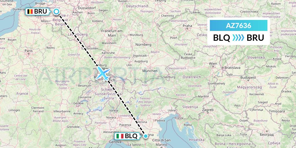 AZ7636 ITA Airways Flight Map: Bologna to Brussels