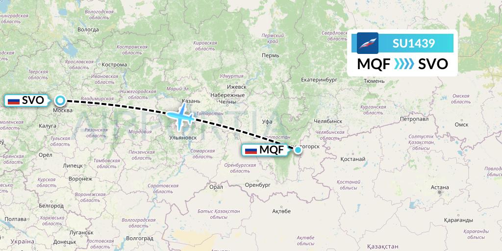 SU1439 Aeroflot Flight Map: Magnitogorsk to Moscow