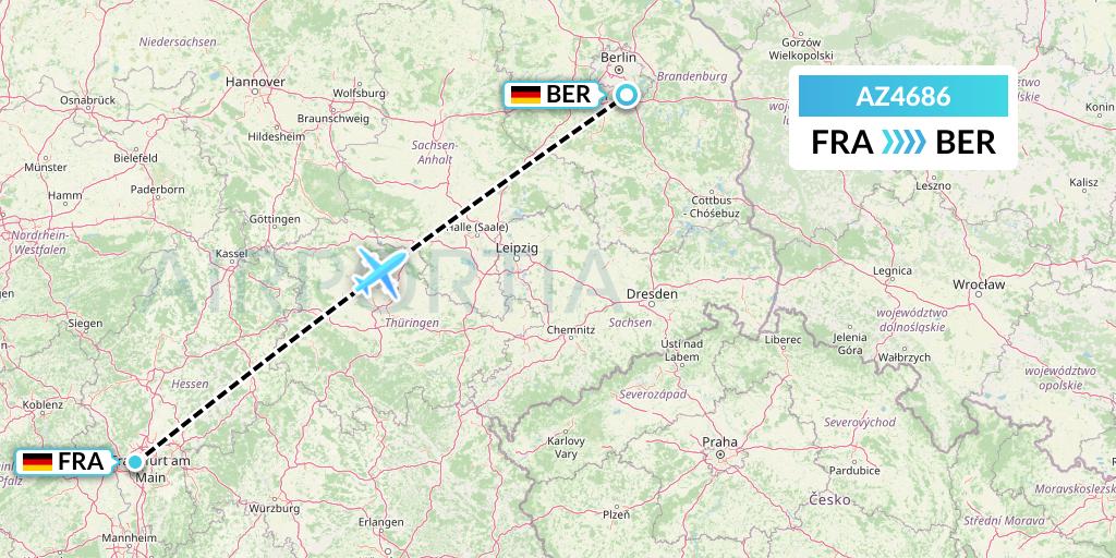 AZ4686 ITA Airways Flight Map: Frankfurt to Berlin