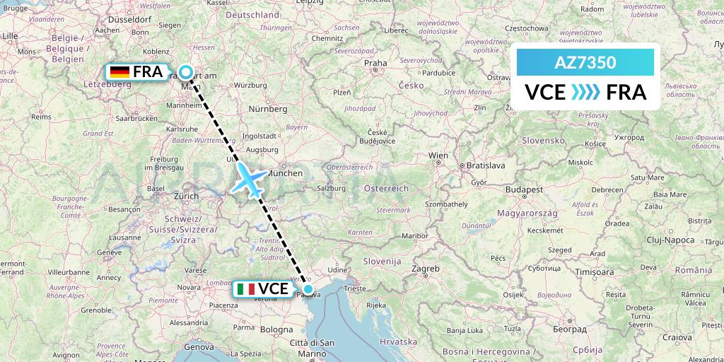 AZ7350 ITA Airways Flight Map: Venice to Frankfurt