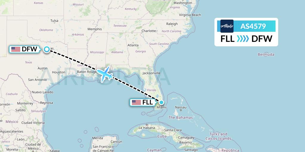 AS4579 Alaska Airlines Flight Map: Fort Lauderdale to Dallas