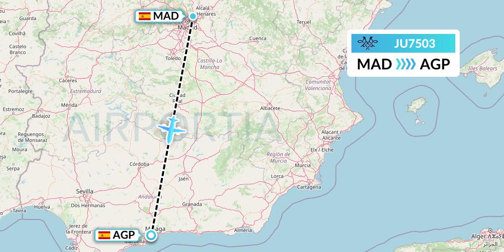 JU7503 AirSERBIA Flight Map: Madrid to Malaga