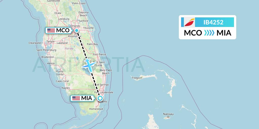 IB4252 Iberia Flight Map: Orlando to Miami
