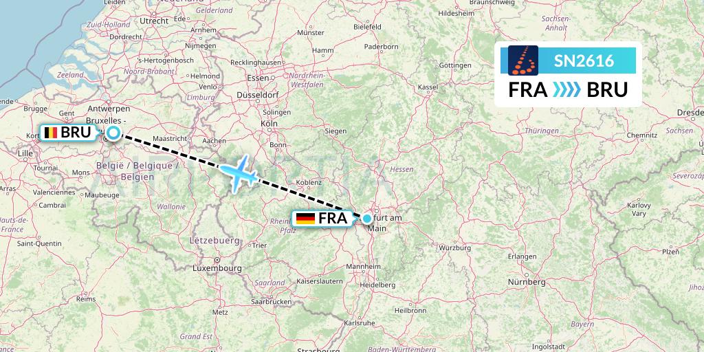 SN2616 Brussels Airlines Flight Map: Frankfurt to Brussels