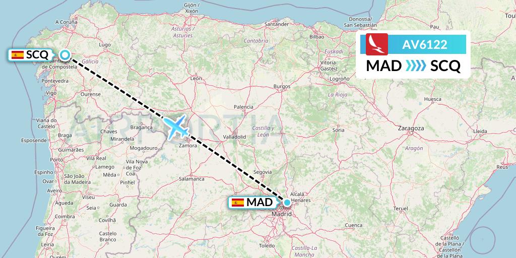 AV6122 Avianca Flight Map: Madrid to Santiago