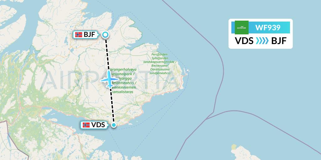 WF939 Wideroe Flight Map: Vadso to Batsfjord