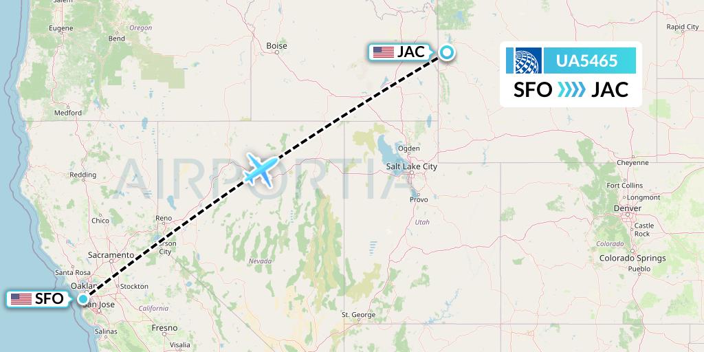 UA5465 United Airlines Flight Map: San Francisco to Jackson
