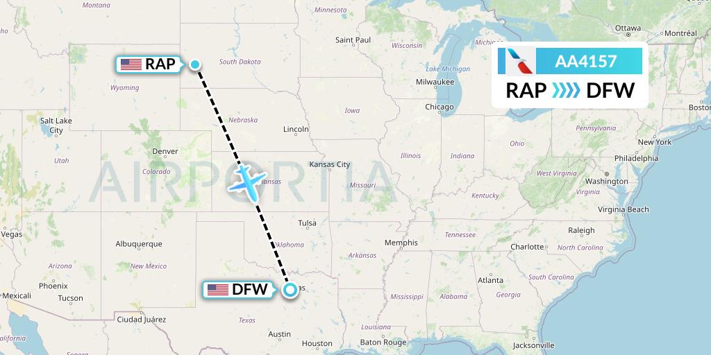 AA4157 American Airlines Flight Map: Rapid City to Dallas