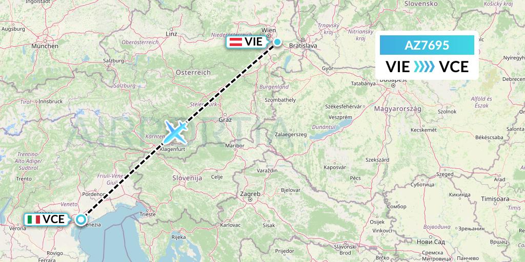 AZ7695 ITA Airways Flight Map: Vienna to Venice