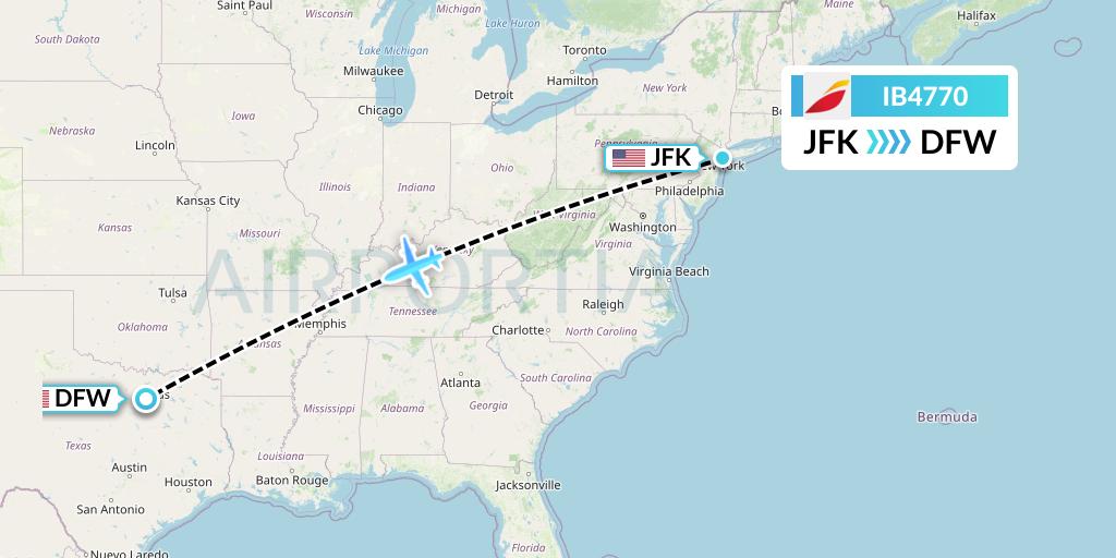 IB4770 Iberia Flight Map: New York to Dallas