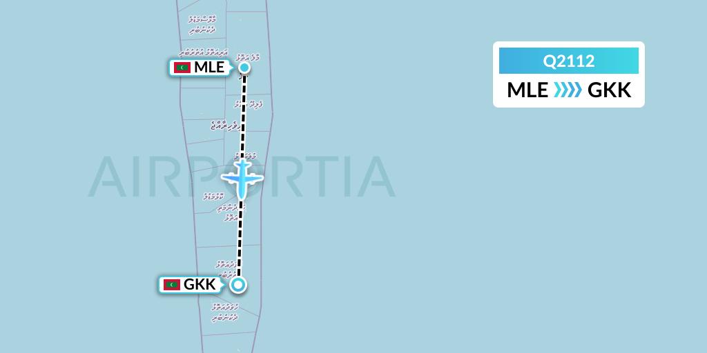 Q2112 Maldivian Flight Map: Male to Kooddoo Island