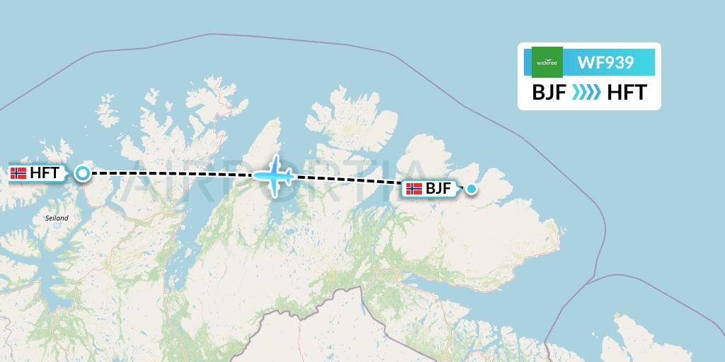WF939 Wideroe Flight Map: Batsfjord to Hammerfest