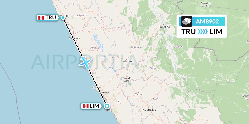 AM8902 Aeromexico Flight Map: Trujillo to Lima