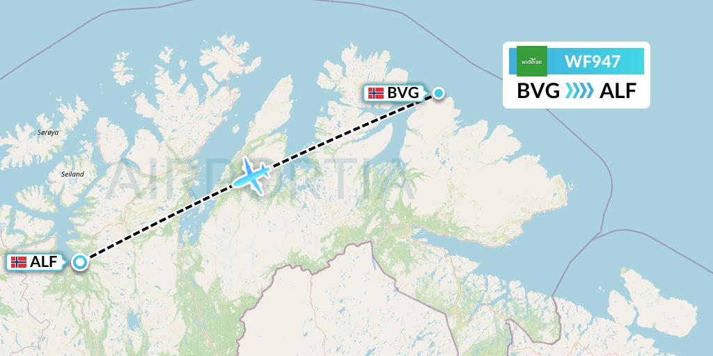 WF947 Wideroe Flight Map: Berlevag to Alta
