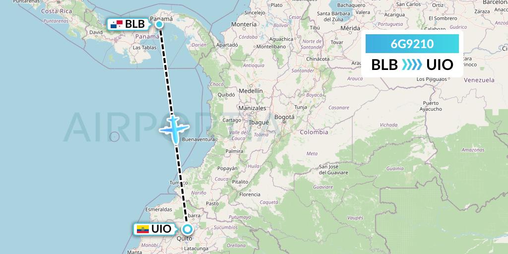 6G9210 Go2Sky Flight Map: Balboa to Quito