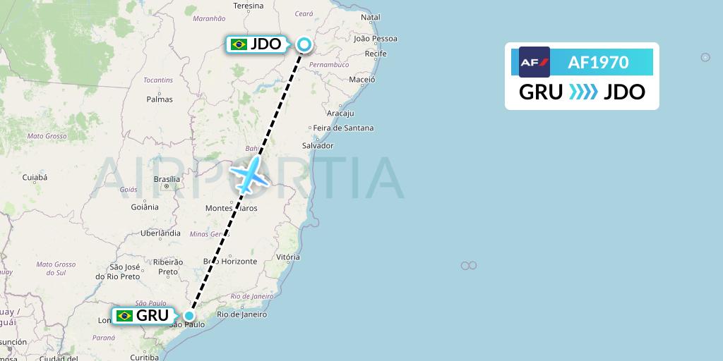 AF1970 Air France Flight Map: Sao Paulo to Juazeiro Do Norte