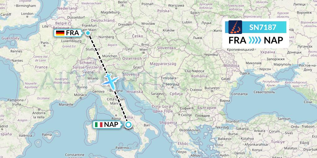 SN7187 Brussels Airlines Flight Map: Frankfurt to Naples