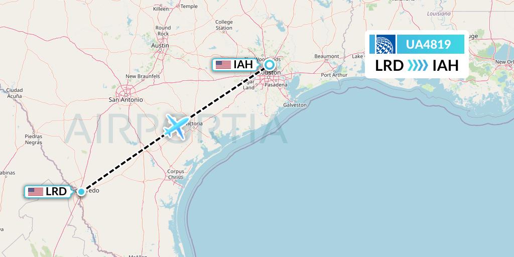 UA4819 United Airlines Flight Map: Laredo to Houston