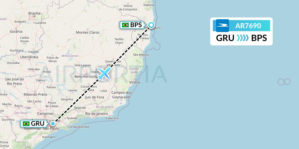 AR7690 Aerolineas Argentinas Flight Map: Sao Paulo to Porto Seguro