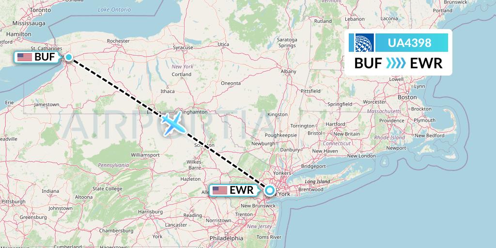 UA4398 United Airlines Flight Map: Buffalo to New York