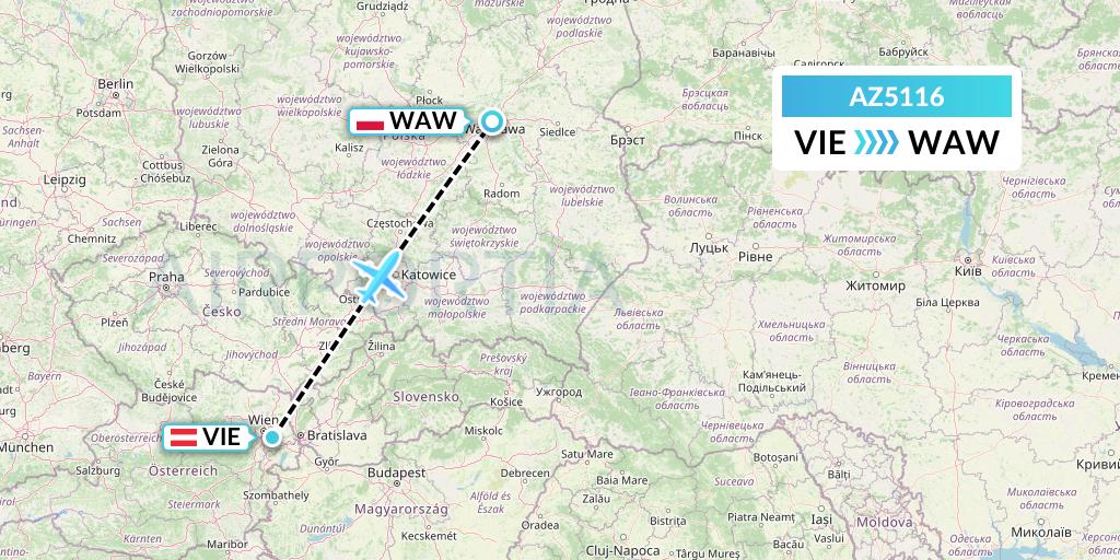 AZ5116 ITA Airways Flight Map: Vienna to Warsaw