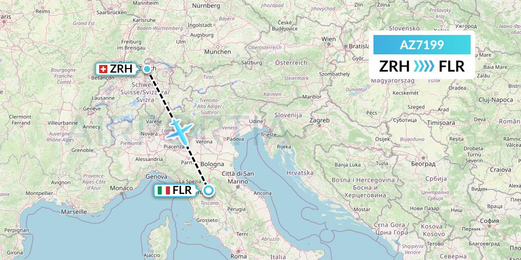 AZ7199 ITA Airways Flight Map: Zurich to Florence