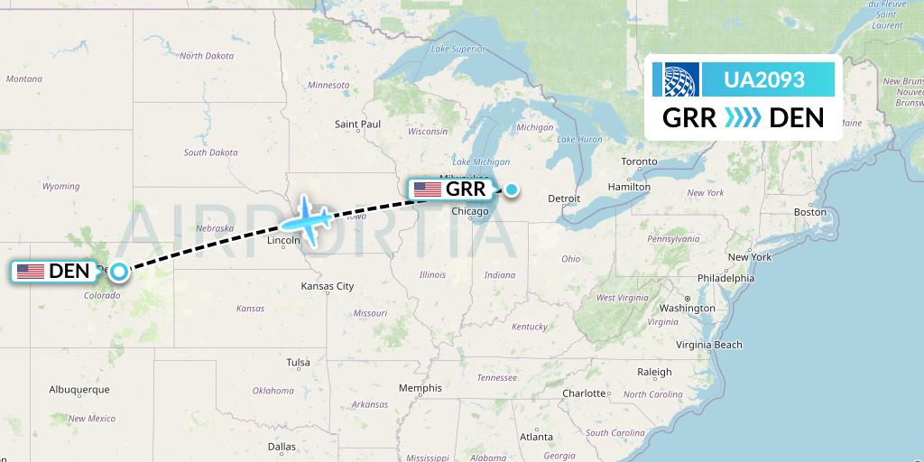 UA2093 United Airlines Flight Map: Grand Rapids to Denver