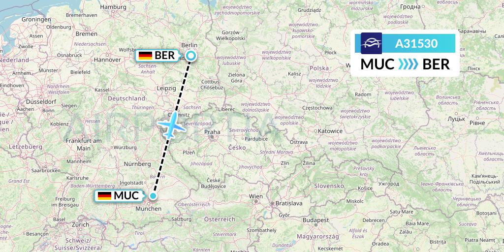 A31530 Aegean Airlines Flight Map: Munich to Berlin