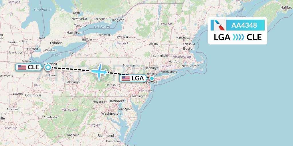 AA4348 American Airlines Flight Map: New York to Cleveland