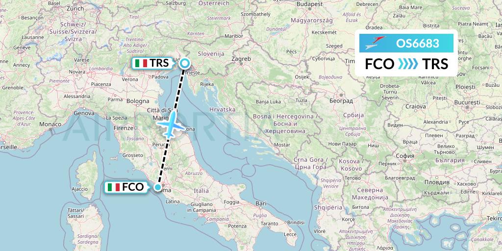OS6683 Austrian Airlines Flight Map: Rome to Trieste