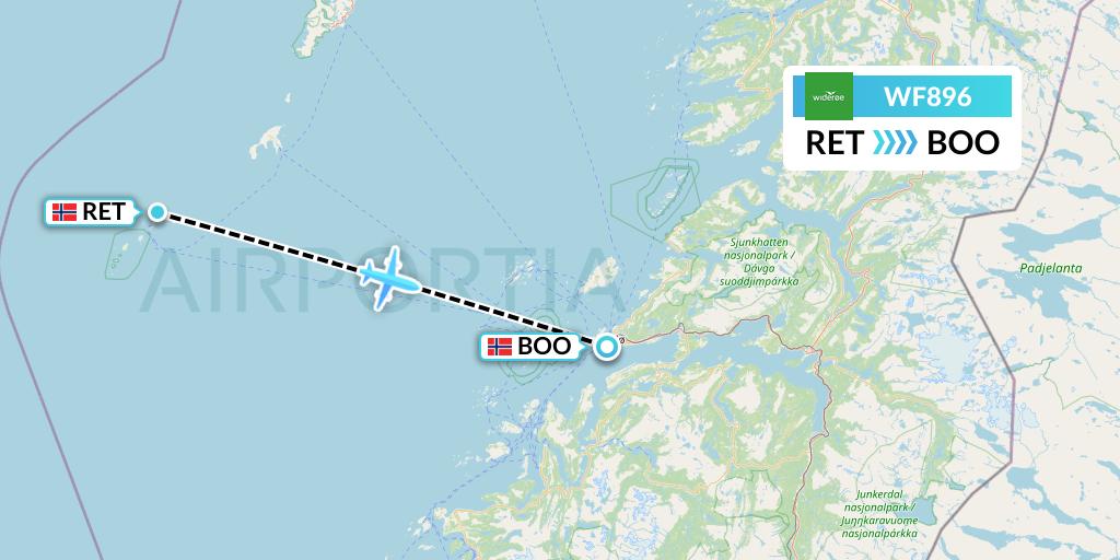WF896 Wideroe Flight Map: Rost to Bodo