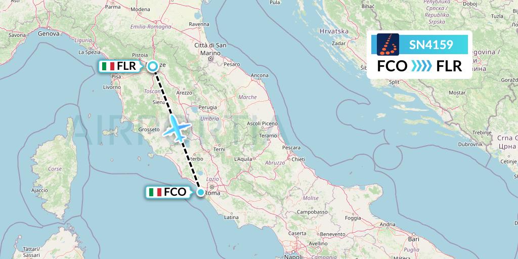 SN4159 Brussels Airlines Flight Map: Rome to Florence