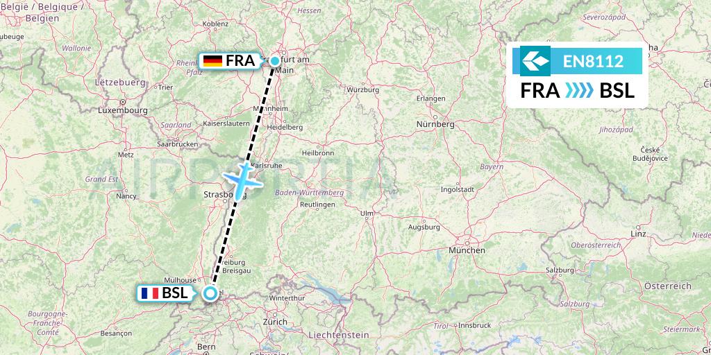 EN8112 Air Dolomiti Flight Map: Frankfurt to Basel