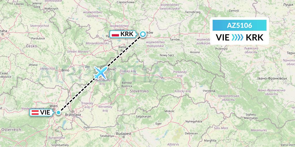 AZ5106 ITA Airways Flight Map: Vienna to Krakow