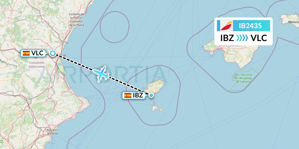 IB2435 Iberia Flight Map: Ibiza to Valencia
