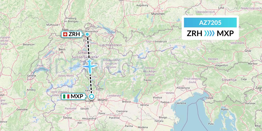 AZ7205 ITA Airways Flight Map: Zurich to Milan