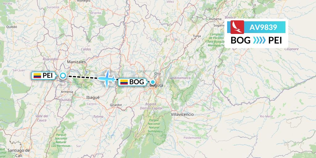 AV9839 Avianca Flight Map: Bogota to Pereira